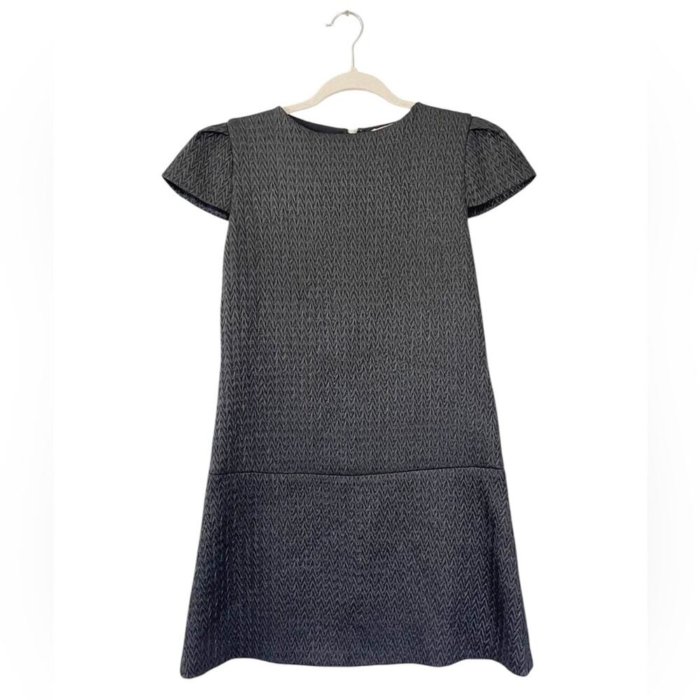 Alice + Olivia Liv Drop Waist Black Herringbone Jacquard Mini Dress Size 4